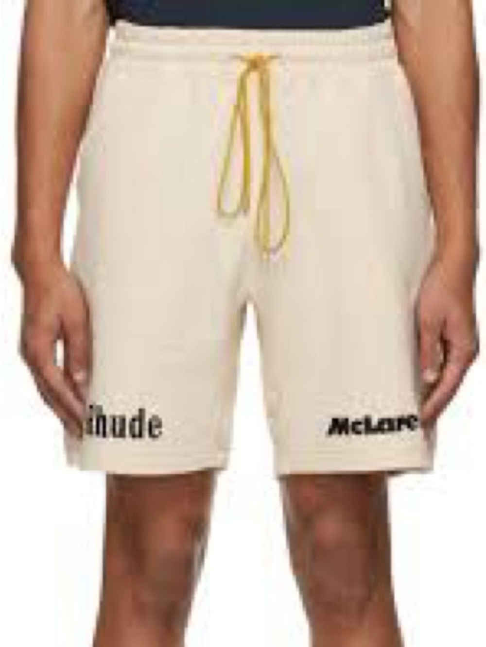 Rhude x McLaren Pique Rhacer Shorts Butter Yellow Cream Gold Size M USA made